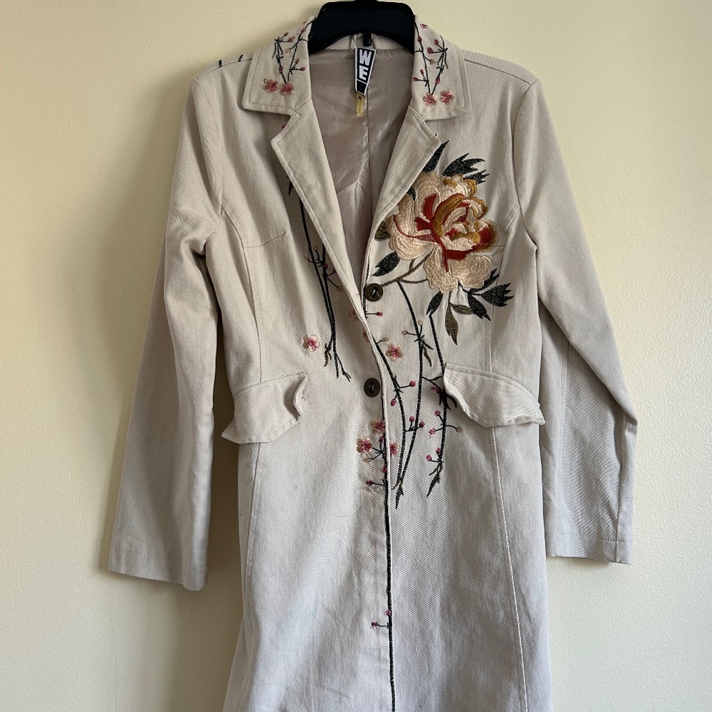 Embroidered trench coat